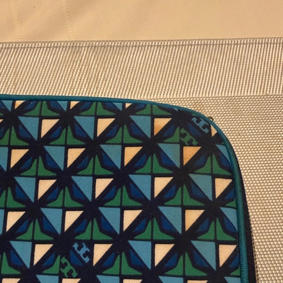 TORY BURCH Target/Neiman Marcus Insulated Geometric LUNCH BOX Blue Green Gold - Picture 3 of 6